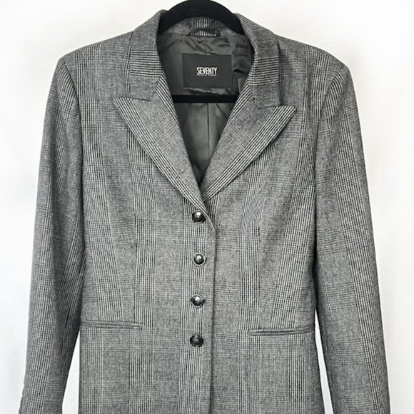 Seventy 4 button Suit - Windowpane/Micro-houndstooth, Grey/black, 70% off - Picture 1 of 8